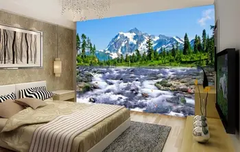 Personalizate 3d picturi Murale care Curge Zăpadă Platou Montan Peisaj Tapet Living Fondul TV de Perete de Lux, Decor Acasă imagini de Fundal