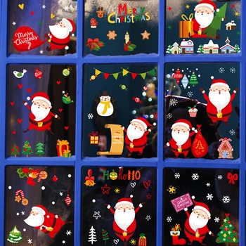 2022 Crăciun Fericit Fereastra autocolante decoratiuni de Craciun pentru casa de perete Autocolante Sticla de Anul Nou Acasă Decalcomanii de Decor natal Noel