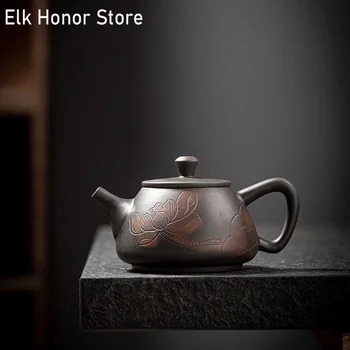 Retro Manual Sculptura Ceramica Ceainic Ceramica Mov Xishi Ceai Vase Zisha Oală De Ceai Kung Fu Master Singur Vase De Uz Casnic Teaset