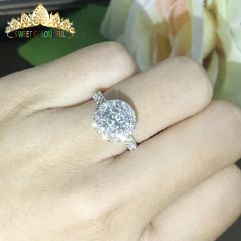 Nunta 100% Moissanite Inel cu Diamant Veritabil 18K 750 Aur Alb D culoare VVS MO-008