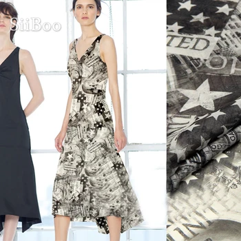 Stil Vintage steagul American de imprimare naturale 100% matase tesatura de sifon îmbrăcăminte pentru rochie de mătase de ț telas fabrc 8mm SP5381 GRATUIT NAVA