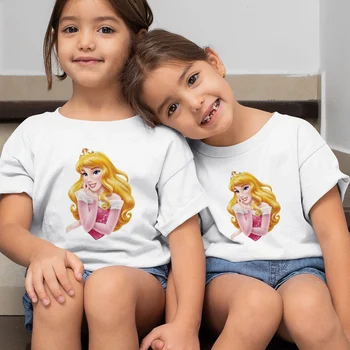 Disney Printesa Aurora Print Copii T-Shirt de Desene animate de Vânzare Fierbinte Estetice 3-8T Dimensiune Copilul Confortabil Tricou Grafic Kawaii Fete Tees
