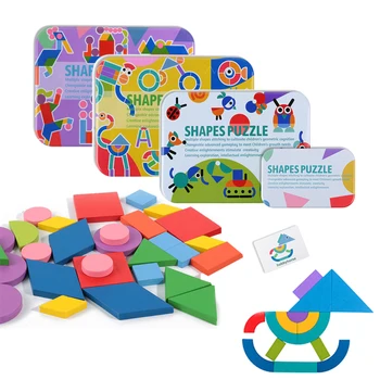 Din lemn Model Blocuri Puzzle Montessori Jucarii de Sortare și Stivuire Jocuri pentru Copii mici Copii Băieți Fete 3D Jigsaw Puzzle Jucărie