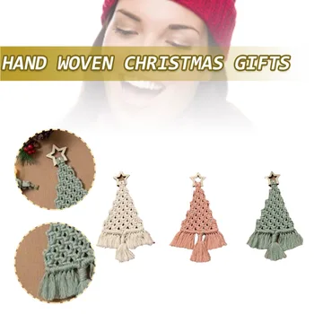 3pcs Pom de Crăciun Macrame Țesute Kit DIY Copac Xmas Forma Ornamente artizanale lucrate Manual de Acasă Decor Agățat de Perete Decor