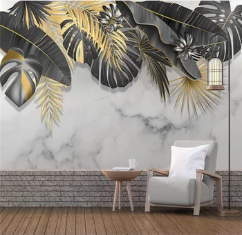 xuesu Nordic mână-pictat planta tropicala frunze de model marmura perete de fundal tapet personalizat 8D perete impermeabil care acoperă