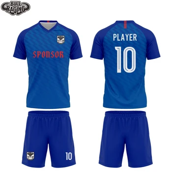 V Guler De Culoare Albastru Design Sublimare Imprimare Echipa De Sport Childs Fotbal Uniforma
