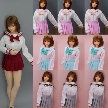 1/6 Femei Soldat Uniforme Japoneze Fete Școală Student Talie Mare Fuste Plisate se Potrivesc de 12 țoli Bust Mic figurina Model