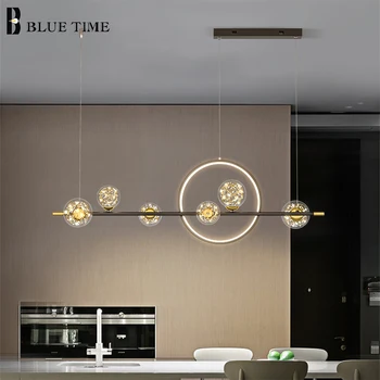Minimalist LED Lustre pentru Living Dining Bucatarie Decor Agățat Pandantiv Candelabre de Iluminare Casa Interior Lumina de Aur