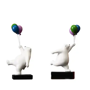 2 Bucăți de Rășină Urșii Polari Figurine Mobilier de Animale Ornament pentru Băiatul Copii
