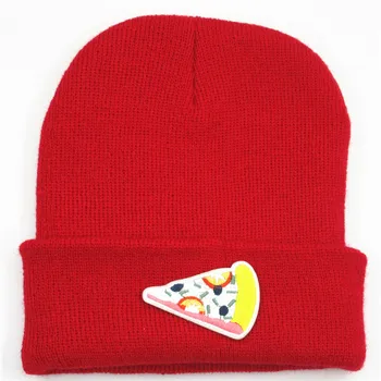 Pizza broderie de Bumbac Îngroșa tricot pălărie de iarnă pălărie cald Chelioși capac beanie hat pentru barbati si femei 115