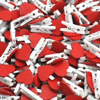 10buc Rosu Dragostea Clip Log Clip din Lemn Artizanat Manual DIY Notă Clip Copii Adulți Fericit Ziua Îndrăgostiților Decor Nunta Consumabile