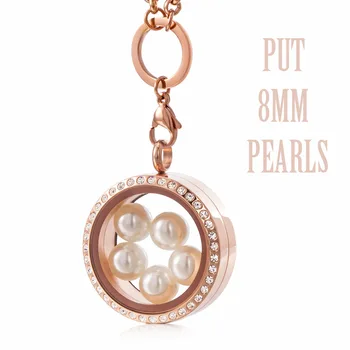 2018 mai Noi Cristal pearl pandantiv de sticlă medalion din Otel Inoxidabil perla pandantiv colivie de 8mm pearl (Mixt color)