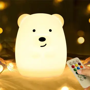 Ursul Desene Animate Lumina De Noapte Pat Moale De Silicon Lampa Drăguț Decor Cameră De Jucărie Pentru Copii Personalizate Cadou De Anul Nou O Atmosferă De Lumină