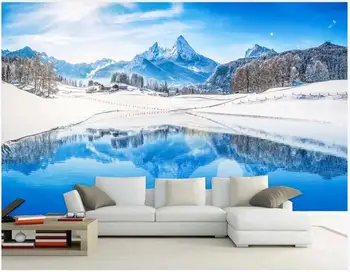 Fotografie 3d tapet personalizat murală HD zăpadă albastru lac de munte, peisaj de fundal acasă decor camera de zi tapet pentru pereți 3 d