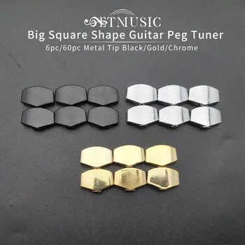 6Pcs Metal Pătrat Mare Forma de Chitara Tuning Peg Tunere Machine Head Replacemen Butoane buton Mâner Sfat Negru/Auriu/Crom