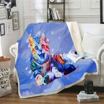 Cat Sherpa Pătură Coroană de Flori Cuvertură de Pluș Pictură în Ulei Pătură de Blană Animal Print 3D Lenjerie de pat Pătură