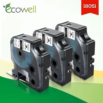 Ecowell 3pcs 6mm 18051 Negru pe Alb compatibil pentru DYMO IND Industrial Heat Shrink Tube pentru Rhino 1000 3000 4200 label maker