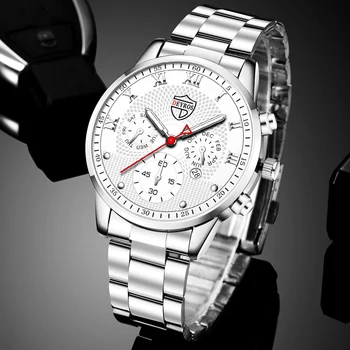 reloj hombre Moda Mens Ceas Sport de Lux din Oțel Inoxidabil Cuarț Ceas Calendar Oameni de Afaceri Ceas de Argint montre homme