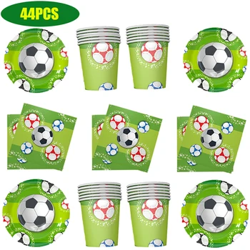 44PCS Fotbal Petrecere Veselă de Unică folosință Set Cana Farfurie cu Servetele Copil Petrecere Copil de Dus Consumabile Partid Decor