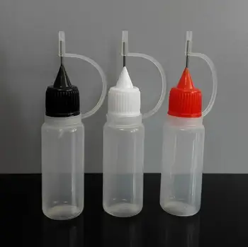 500pcs PE Sticluta cu Ac 10ML de Plastic Gol Dropper Sticle Colorate Cu Șurub Ac de Metal Capace