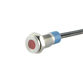 8mm cap plat de metal din oțel inoxidabil Indicator luminos lampă de Semnalizare cu cablu de 15CM(PM08F-D/X/R/12-24V/S)