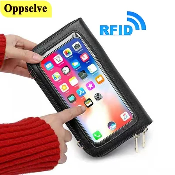 Flip Telefon cu Touch Screen de Protecție Geantă de Umăr pentru iPhone Huawei Crossbody, Geantă de mână de Moda Genți de Mână RFID Blocking Husă de Caz